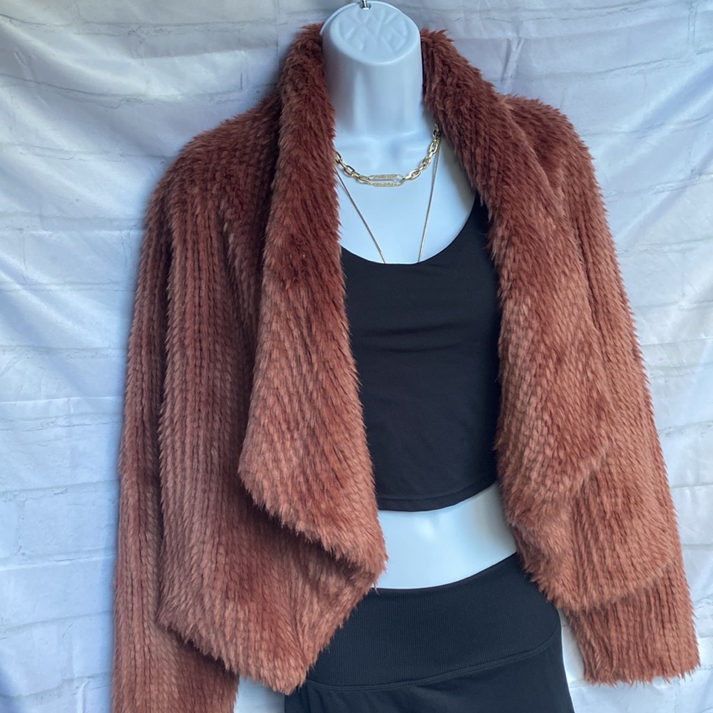 Soft Teddy Faux Fur Shaggy Blazer Coat Jacket XS Express